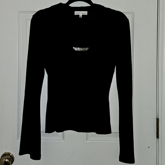 WHBM top w/ deep drape over vneck w/ crystal detail, size M, excellent condition - Picture 1 of 3